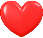 A smooth, shiny red heart shape on a plain, light background.